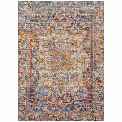 Haelas Orange Washable Indoor-Outdoor Rug