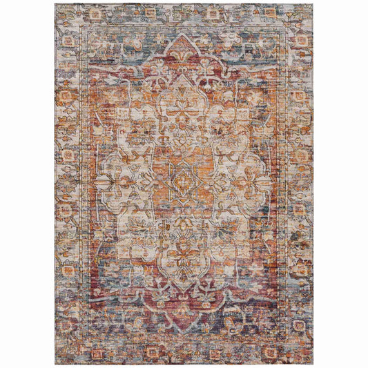 Haelas Orange Washable Indoor-Outdoor Rug