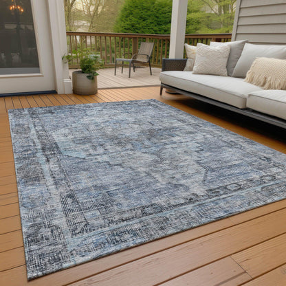 Haeleth Blue Washable Indoor-Outdoor Rug