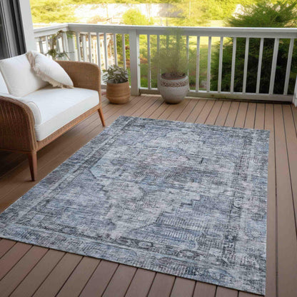 Haeleth Blue Washable Indoor-Outdoor Rug
