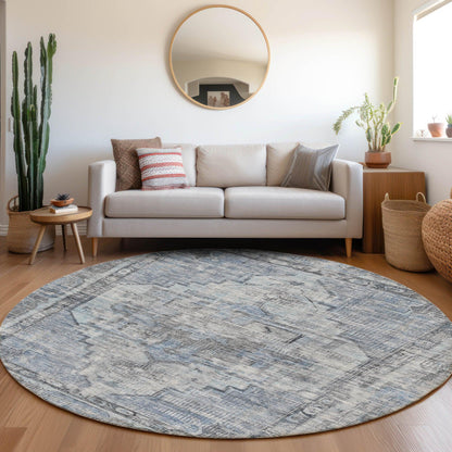 Haeleth Blue Washable Indoor-Outdoor Rug