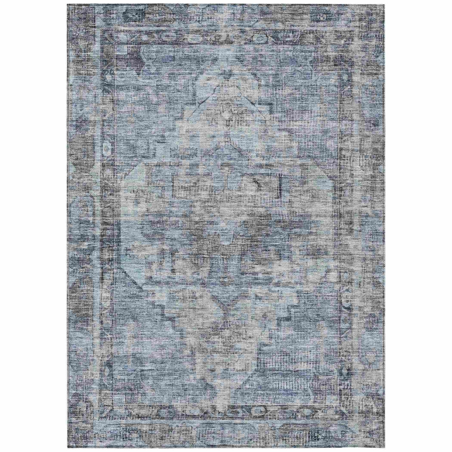 Haeleth Blue Washable Indoor-Outdoor Rug