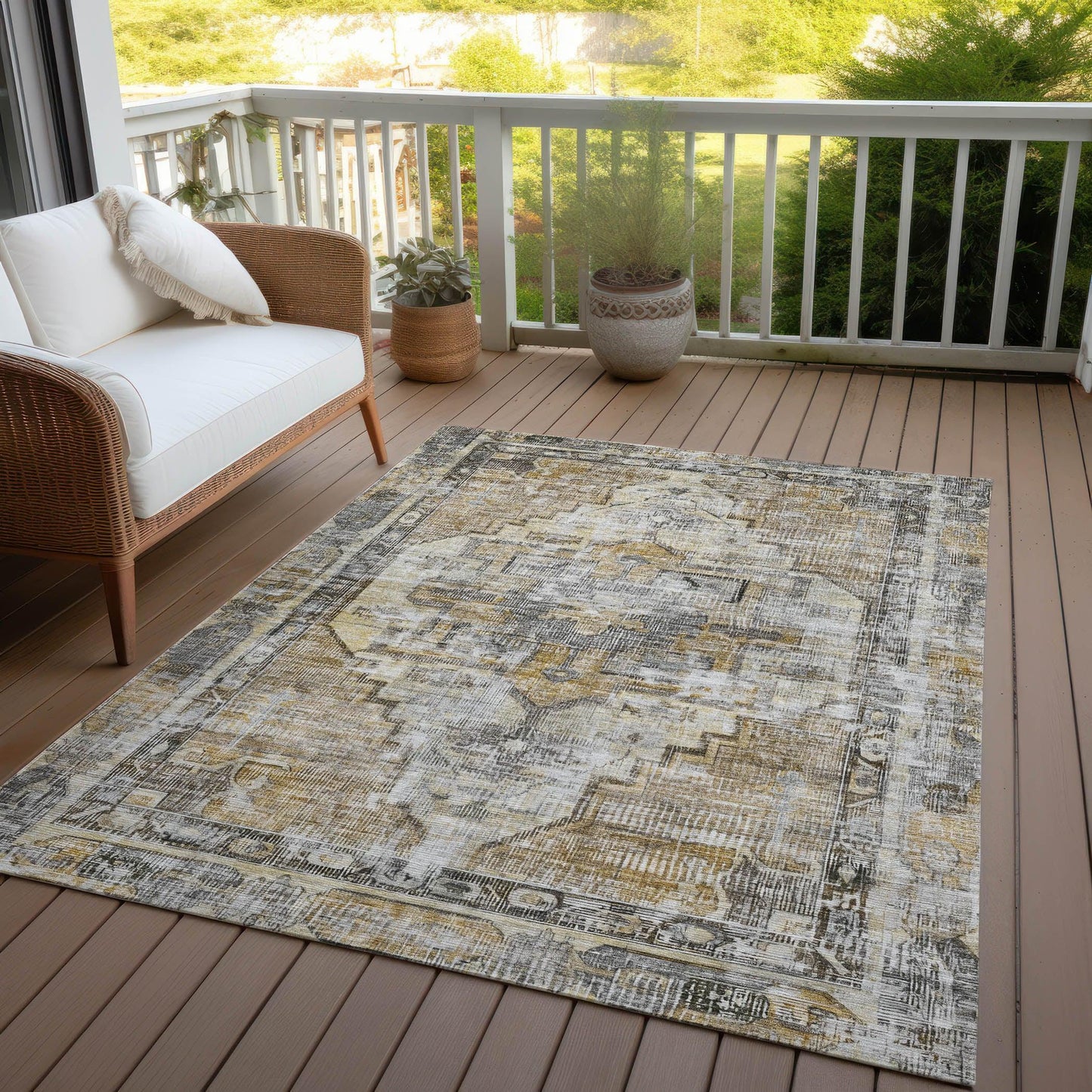 Haeleth Brown Washable Indoor-Outdoor Rug
