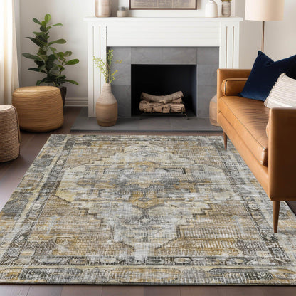 Haeleth Brown Washable Indoor-Outdoor Rug