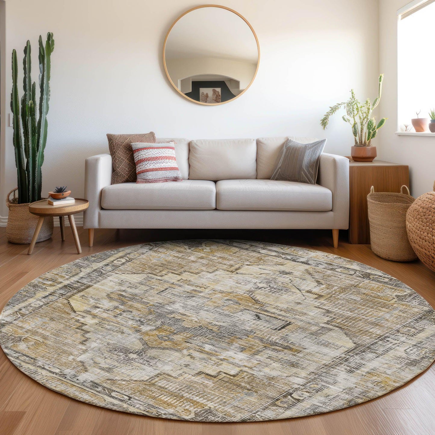 Haeleth Brown Washable Indoor-Outdoor Rug
