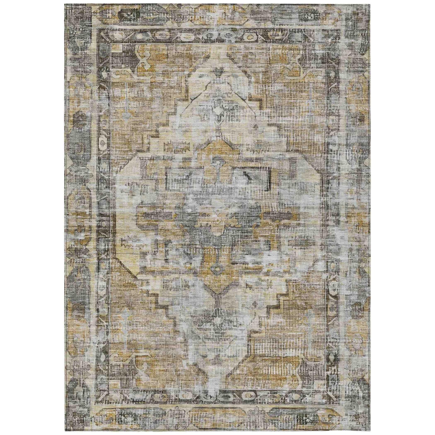 Haeleth Brown Washable Indoor-Outdoor Rug