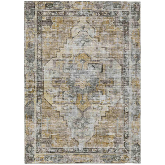 Haeleth Brown Washable Indoor-Outdoor Rug