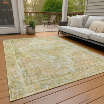 Haeleth Gold Washable Indoor-Outdoor Rug