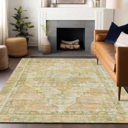 Haeleth Gold Washable Indoor-Outdoor Rug