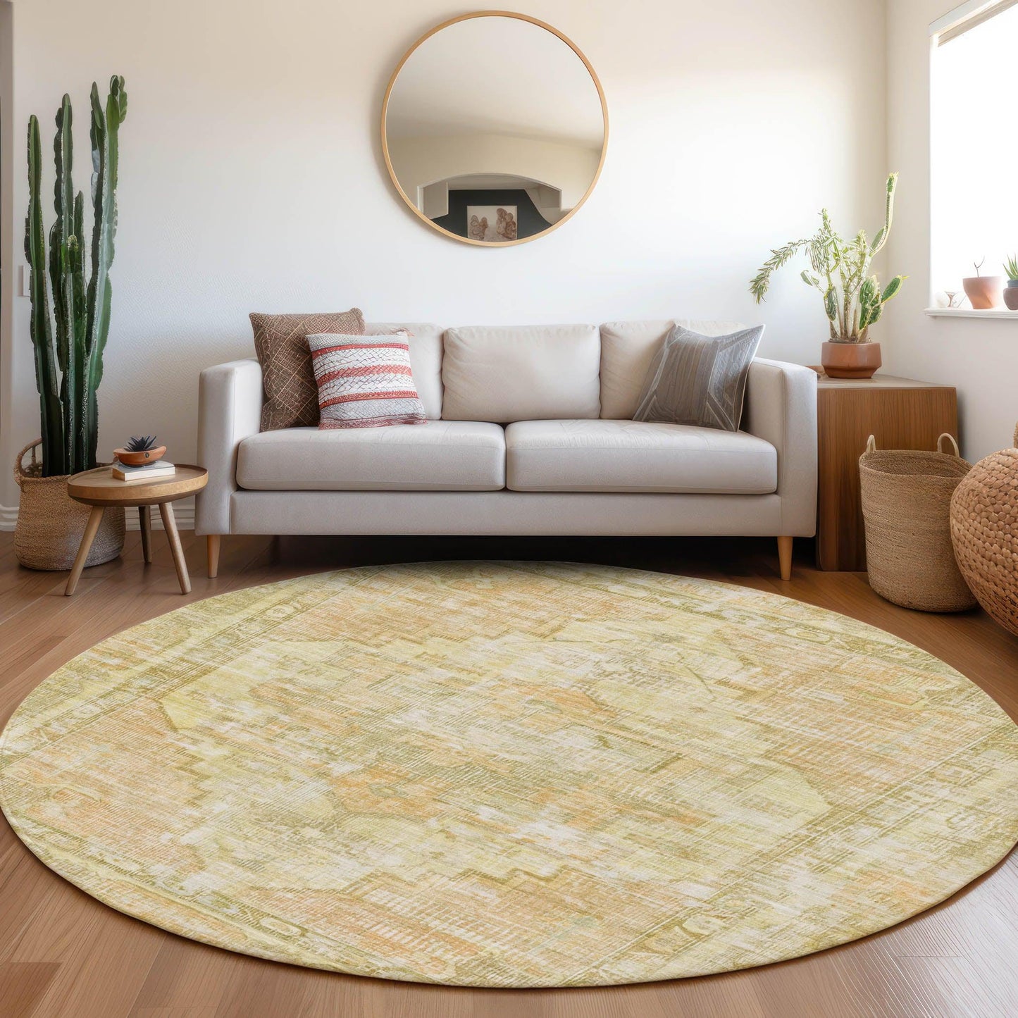 Haeleth Gold Washable Indoor-Outdoor Rug