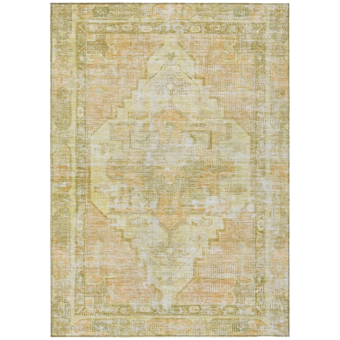 Haeleth Gold Washable Indoor-Outdoor Rug