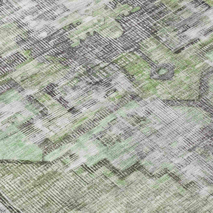 Haeleth Green Washable Indoor-Outdoor Rug