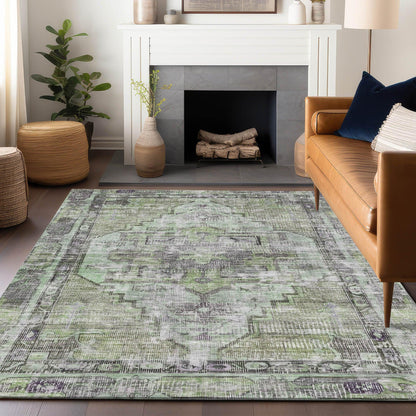Haeleth Green Washable Indoor-Outdoor Rug