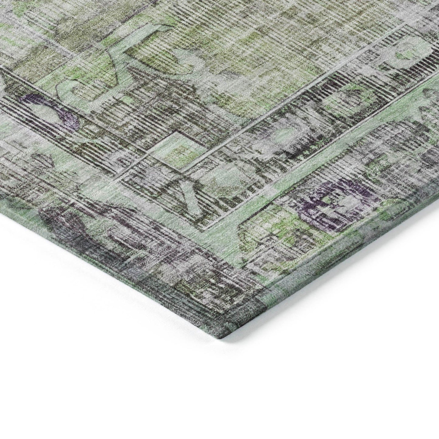 Haeleth Green Washable Indoor-Outdoor Rug