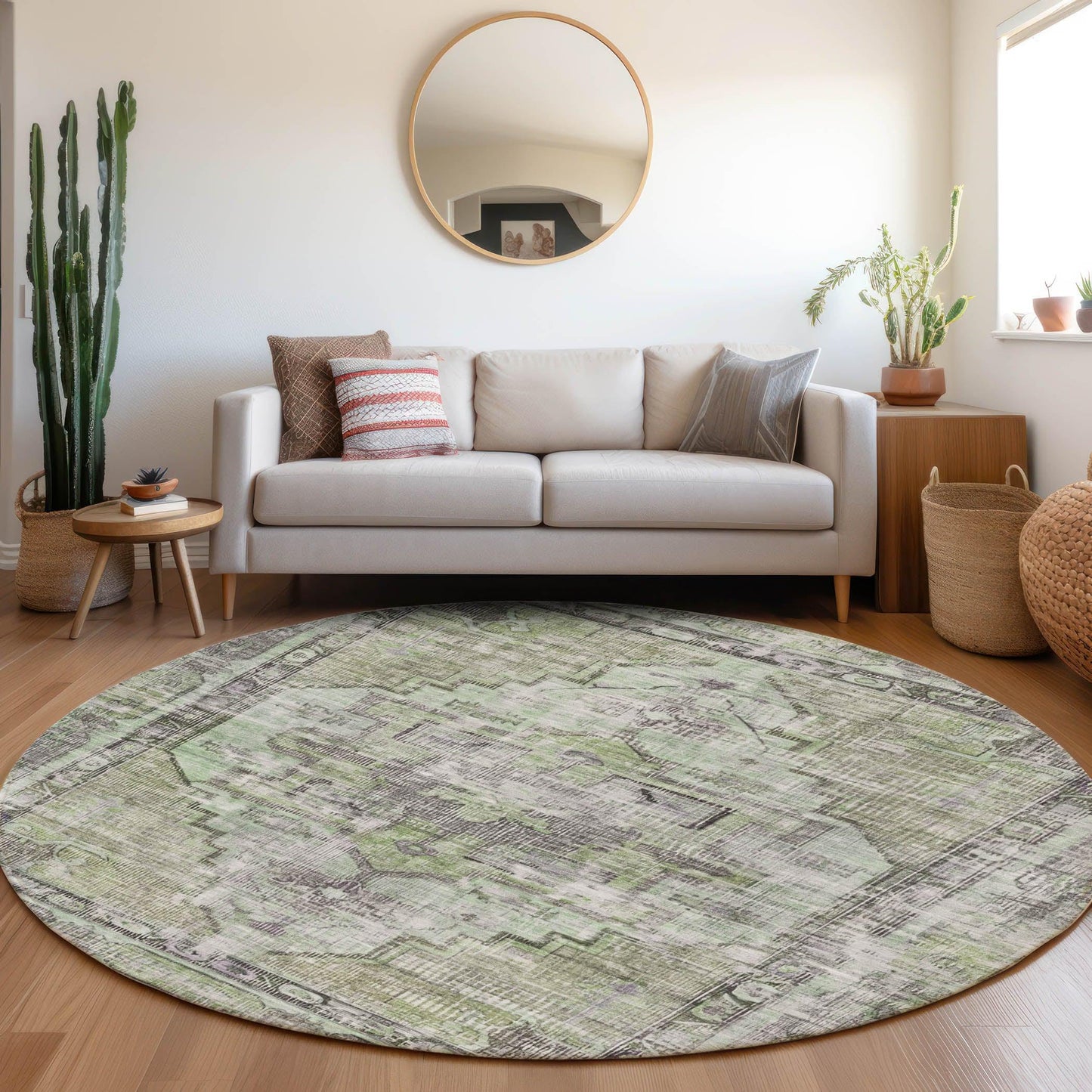 Haeleth Green Washable Indoor-Outdoor Rug