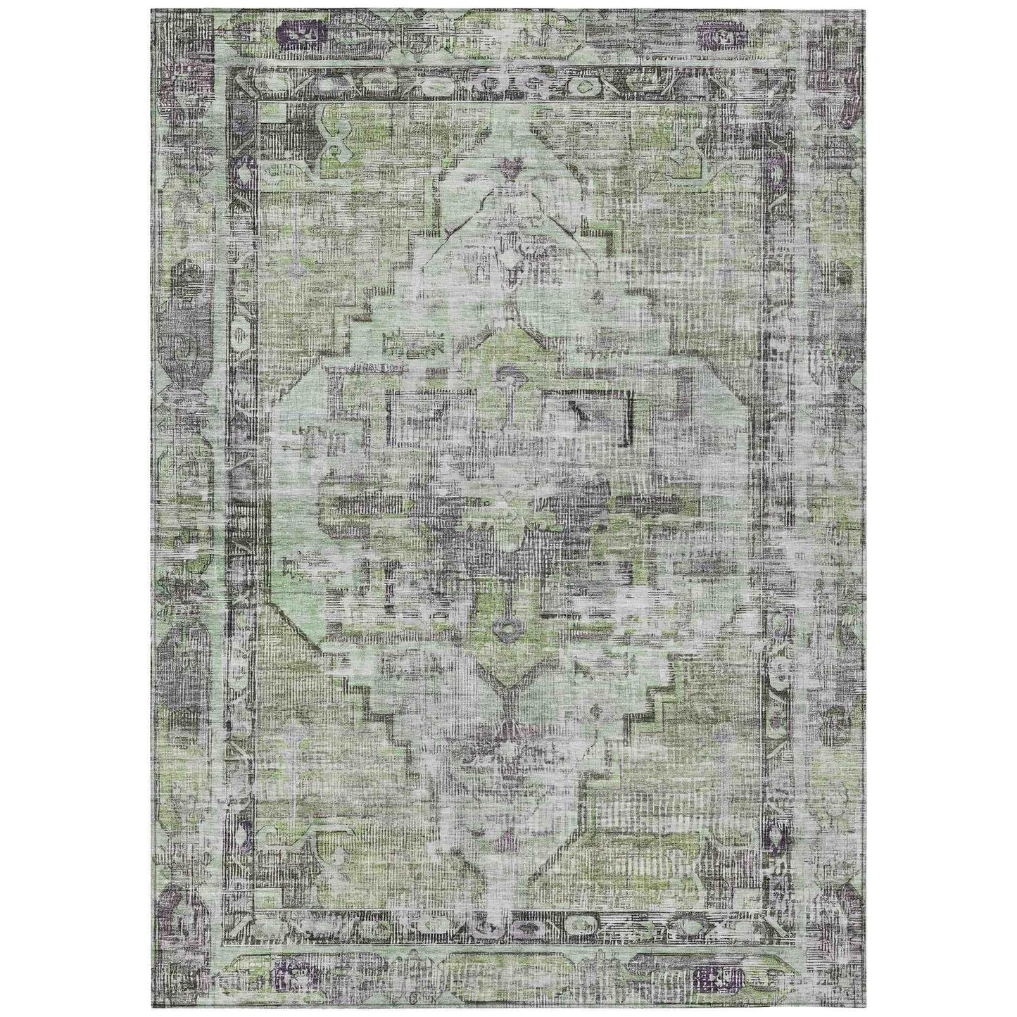 Haeleth Green Washable Indoor-Outdoor Rug