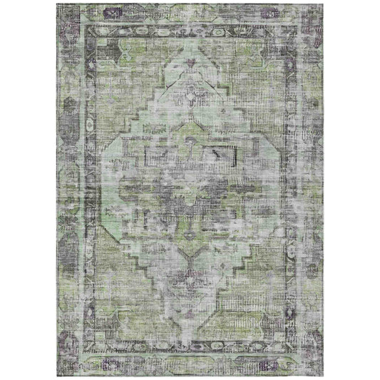 Haeleth Green Washable Indoor-Outdoor Rug
