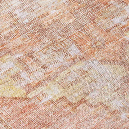 Haeleth Orange Washable Indoor-Outdoor Rug