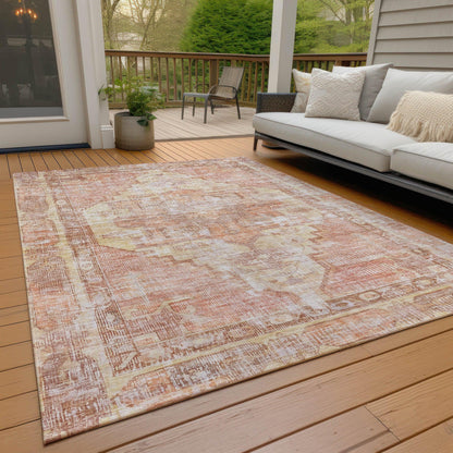 Haeleth Orange Washable Indoor-Outdoor Rug