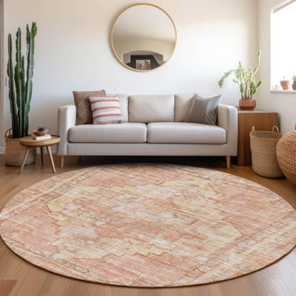 Haeleth Orange Washable Indoor-Outdoor Rug