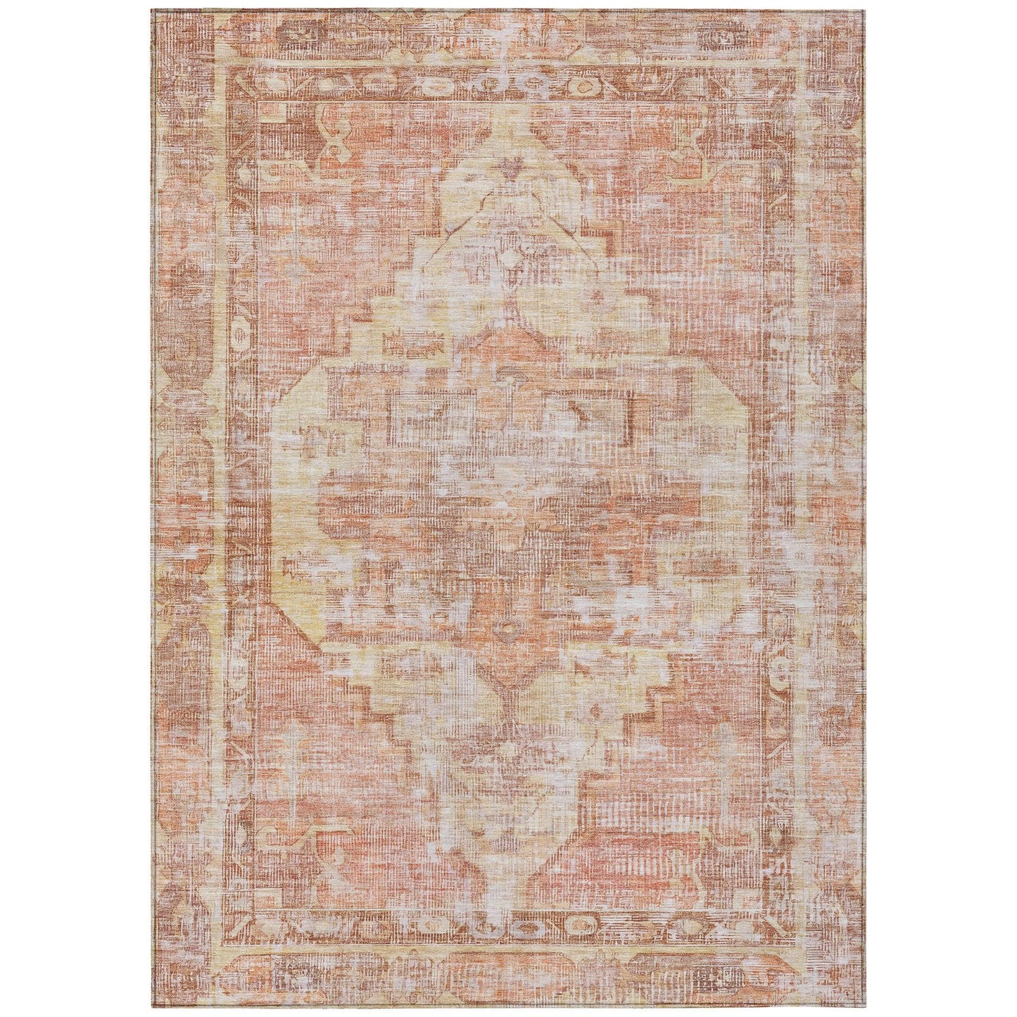 Haeleth Orange Washable Indoor-Outdoor Rug