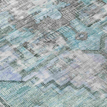 Haeleth Teal Washable Indoor-Outdoor Rug