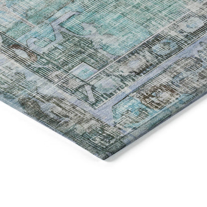 Haeleth Teal Washable Indoor-Outdoor Rug