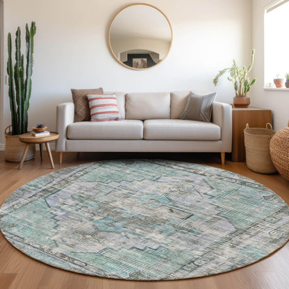 Haeleth Teal Washable Indoor-Outdoor Rug