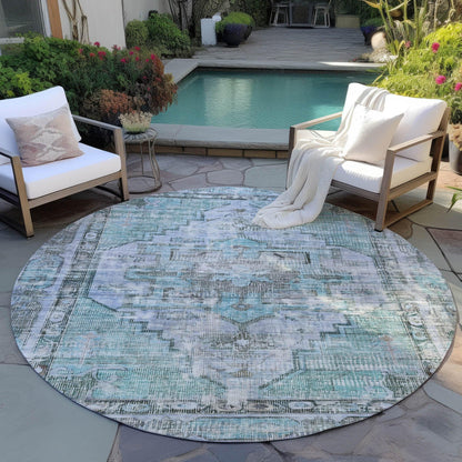Haeleth Teal Washable Indoor-Outdoor Rug