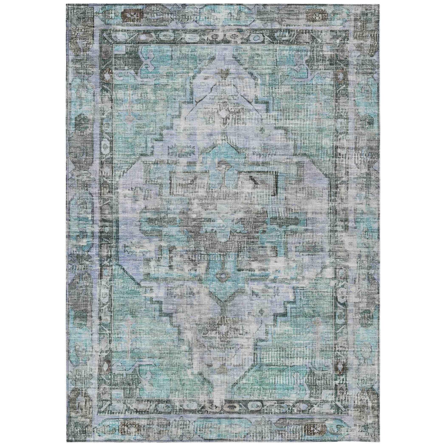 Haeleth Teal Washable Indoor-Outdoor Rug