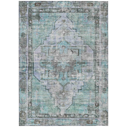 Haeleth Teal Washable Indoor-Outdoor Rug