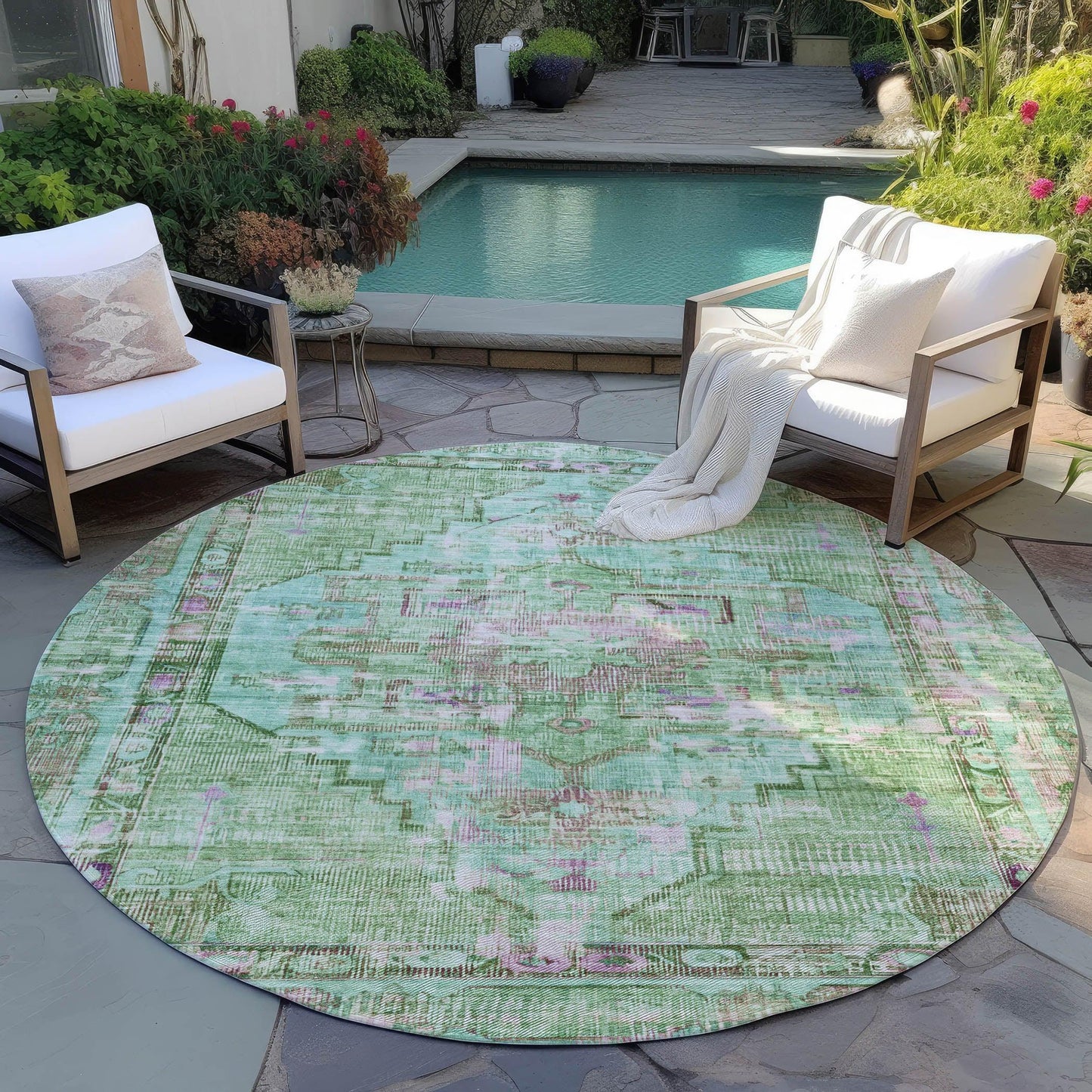 Haelien Aloe Washable Indoor-Outdoor Rug