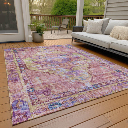Haelien Pink Washable Indoor-Outdoor Rug