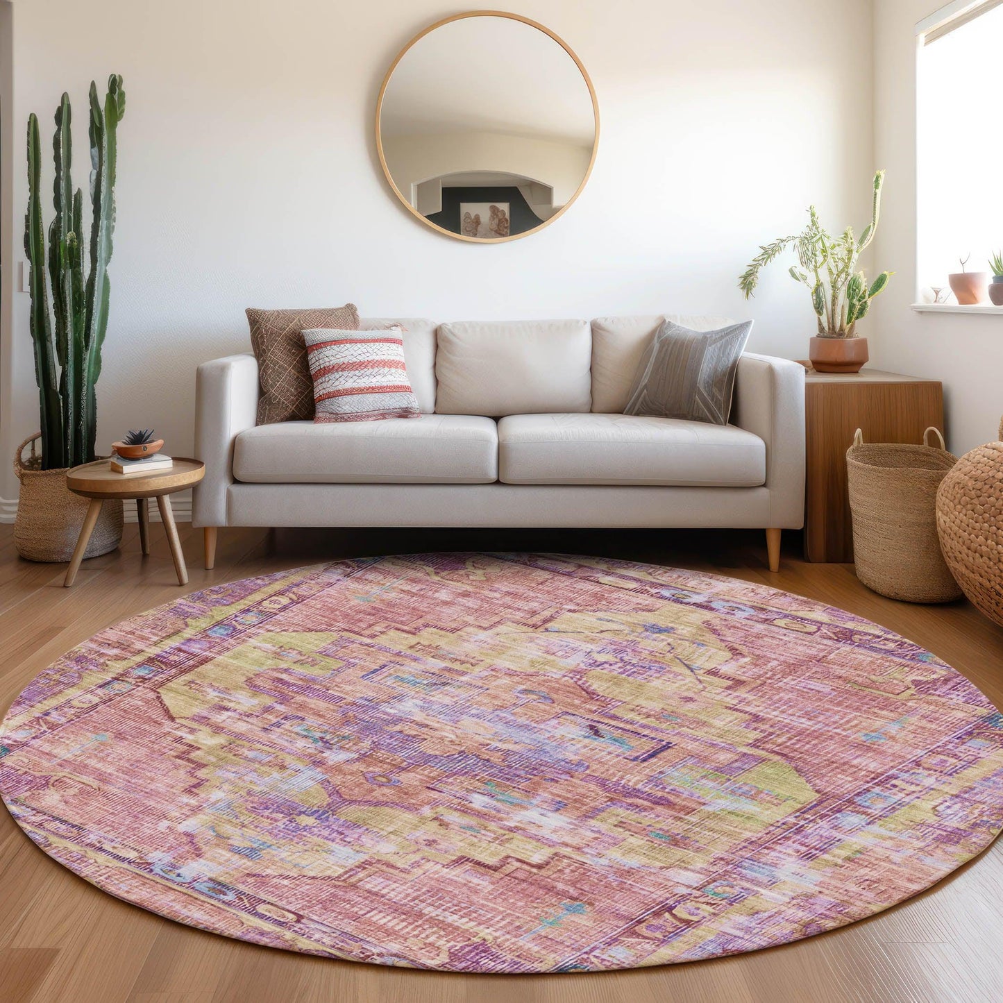 Haelien Pink Washable Indoor-Outdoor Rug