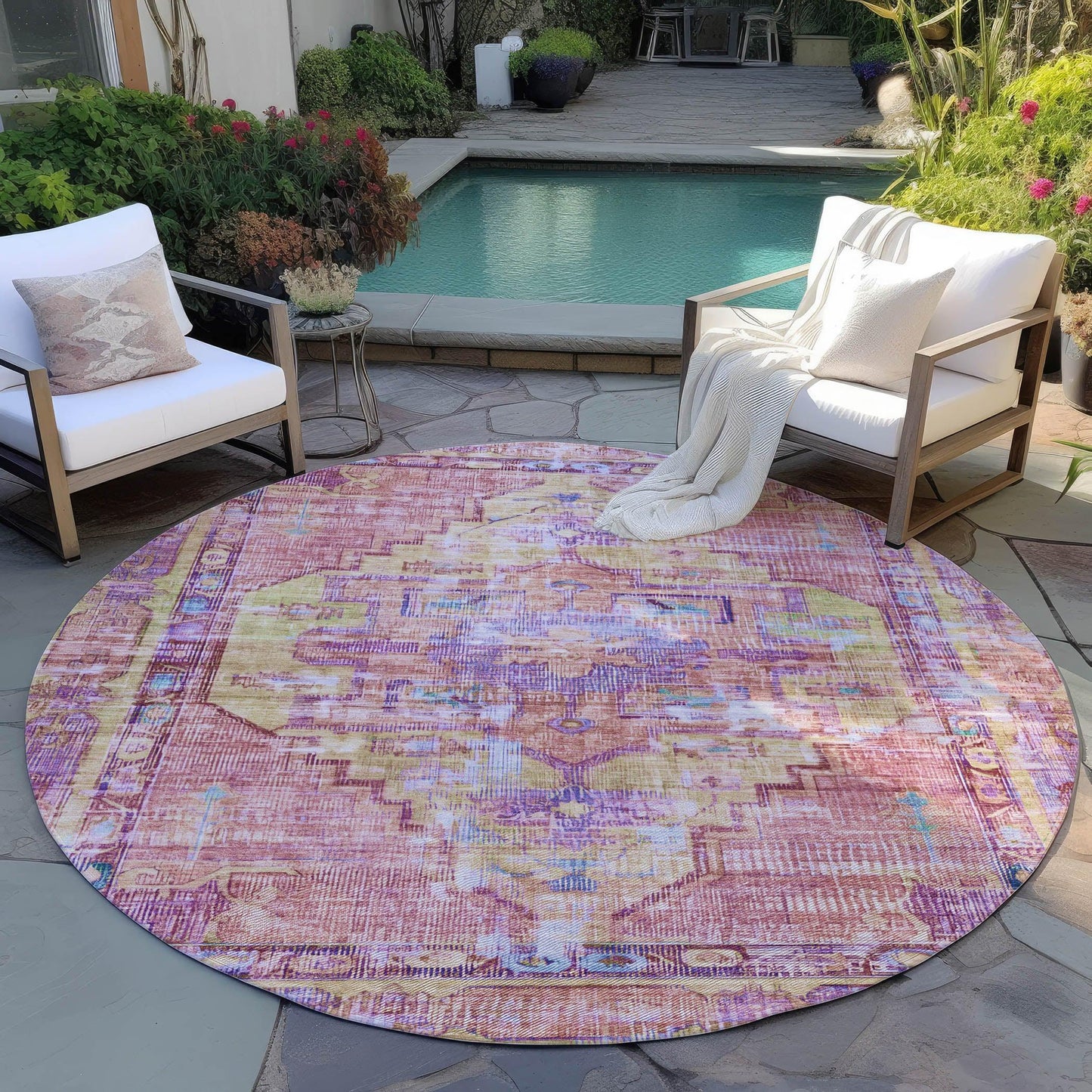 Haelien Pink Washable Indoor-Outdoor Rug