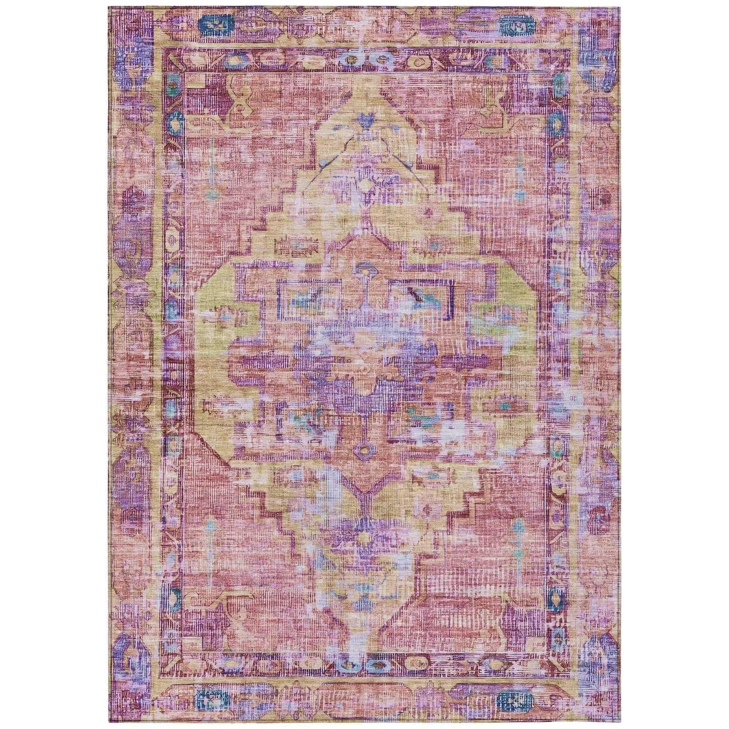 Haelien Pink Washable Indoor-Outdoor Rug