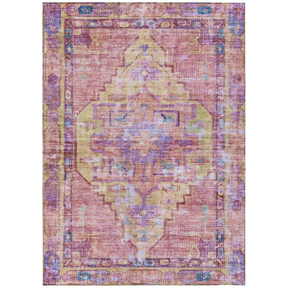 Haelien Pink Washable Indoor-Outdoor Rug