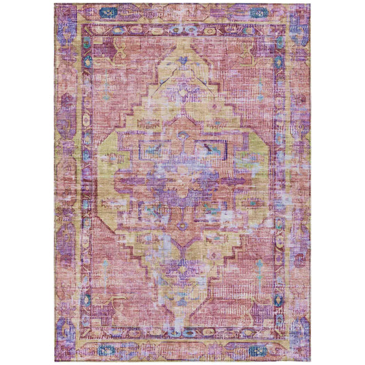 Haelien Pink Washable Indoor-Outdoor Rug