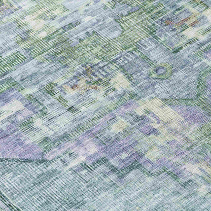 Haelien Teal Washable Indoor-Outdoor Rug