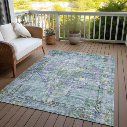 Haelien Teal Washable Indoor-Outdoor Rug