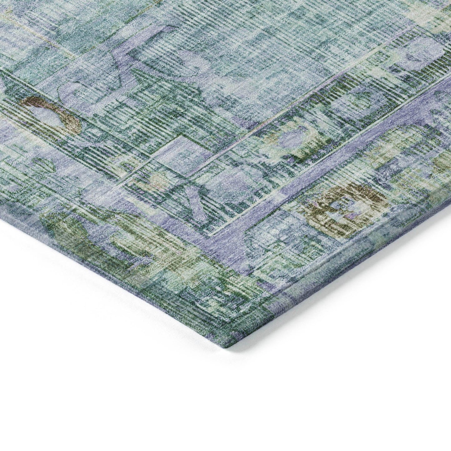 Haelien Teal Washable Indoor-Outdoor Rug