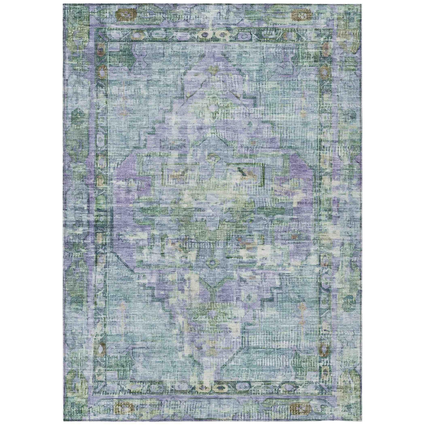 Haelien Teal Washable Indoor-Outdoor Rug