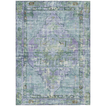 Haelien Teal Washable Indoor-Outdoor Rug