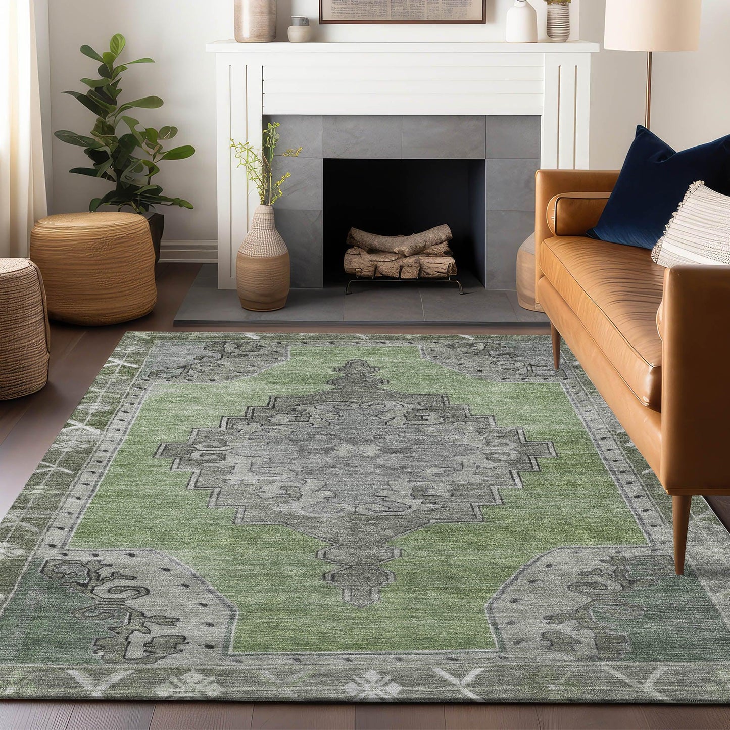 Haelion Aloe Washable Indoor-Outdoor Rug