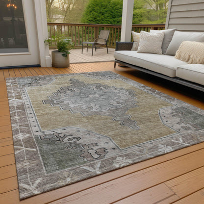 Haelion Brown Washable Indoor-Outdoor Rug