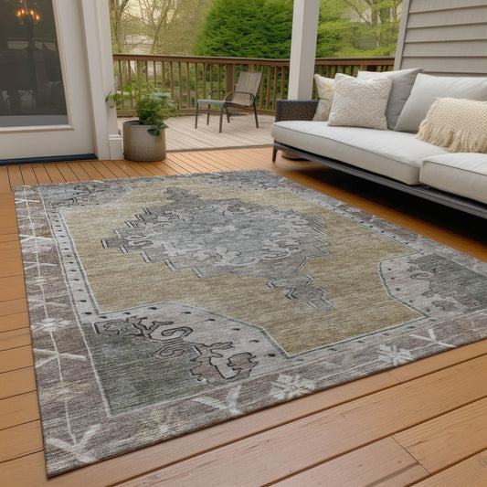 Haelion Brown Washable Indoor-Outdoor Rug