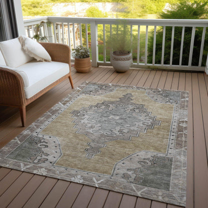 Haelion Brown Washable Indoor-Outdoor Rug