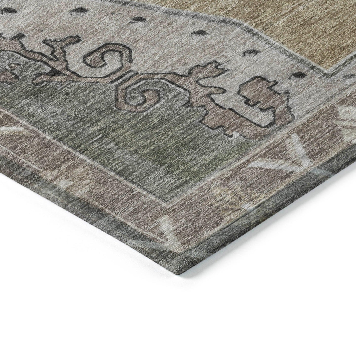 Haelion Brown Washable Indoor-Outdoor Rug