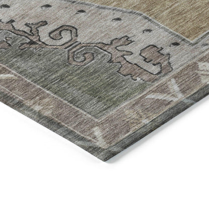 Haelion Brown Washable Indoor-Outdoor Rug