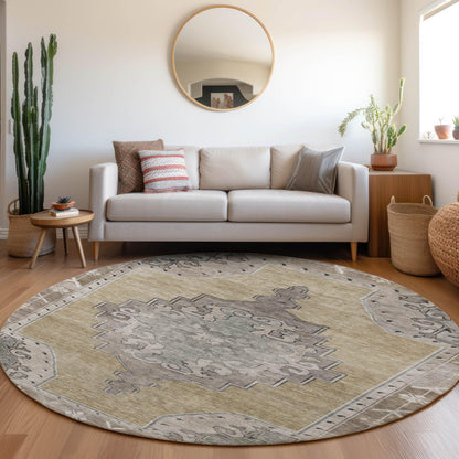 Haelion Brown Washable Indoor-Outdoor Rug